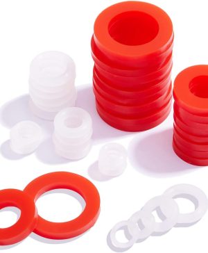 190 PCS Mixed Silicone O Ring Sealing Gasket Washers, 6 Different Size,Made from Soft Silicone (Better Sealing Than Rubber) Used for 3/4", 1/2", 3/8", 1/4", 1/8" Fittings & Valve,Plugs Etc