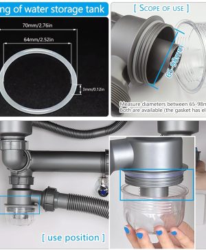 4PCS Kitchen Sink Filter Sealing Ring, Flat Silicone Gasket for Storage Tank Drain Pipe, Waste Pipe Gasket, 2.76-inch Drain Pipe Sink Odor Collector Siphon, 70mm Inclined Sliding Joint Rubber Ring